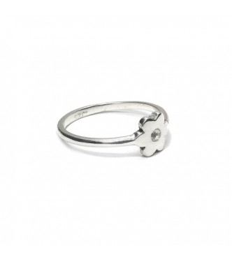 R002413 Handmade Sterling Silver Stackable Minimalist Ring Flower Solid Stamped 925
